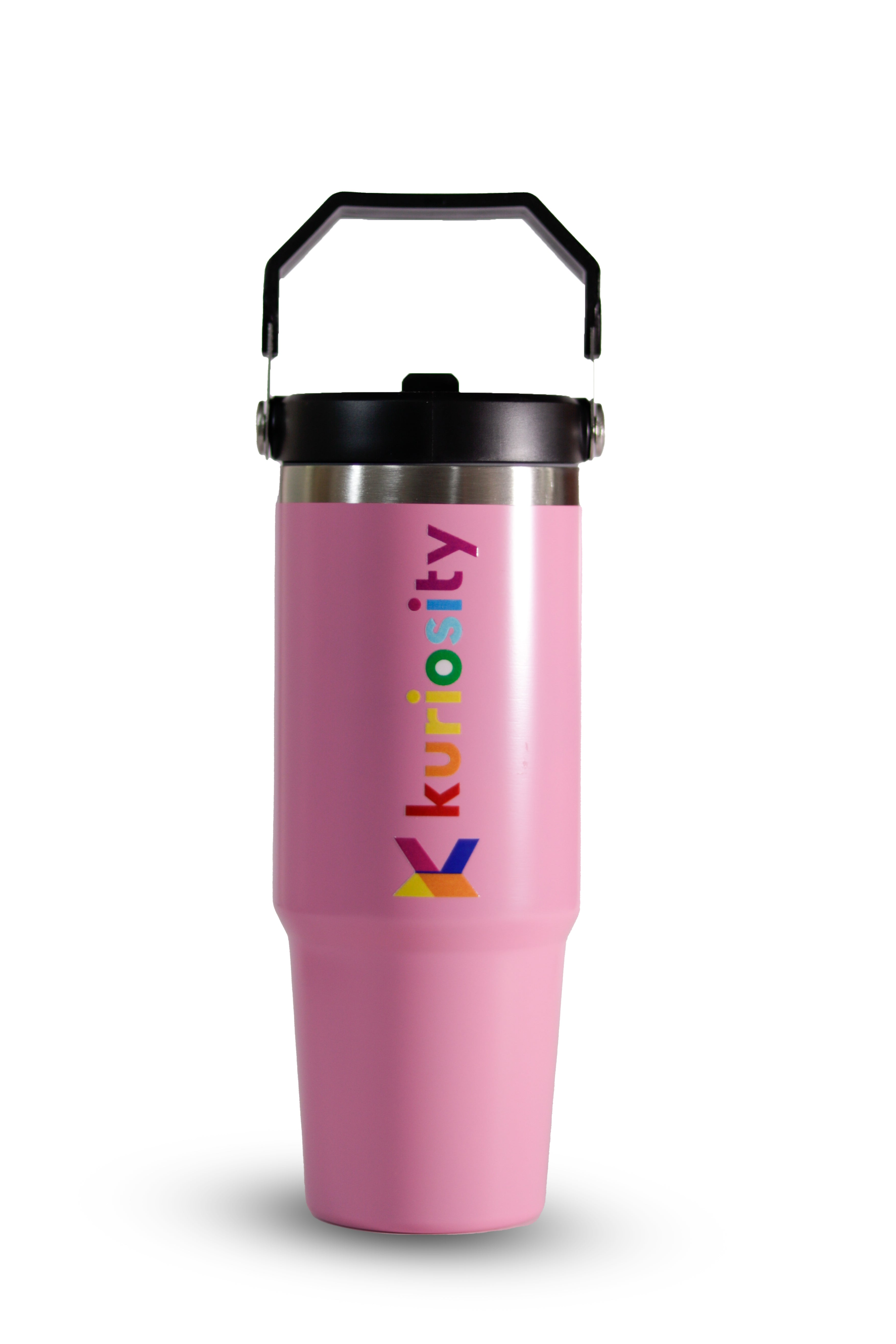 "Pink Reusable stainless steel tumbler for coffee, tea, water, or smoothies"